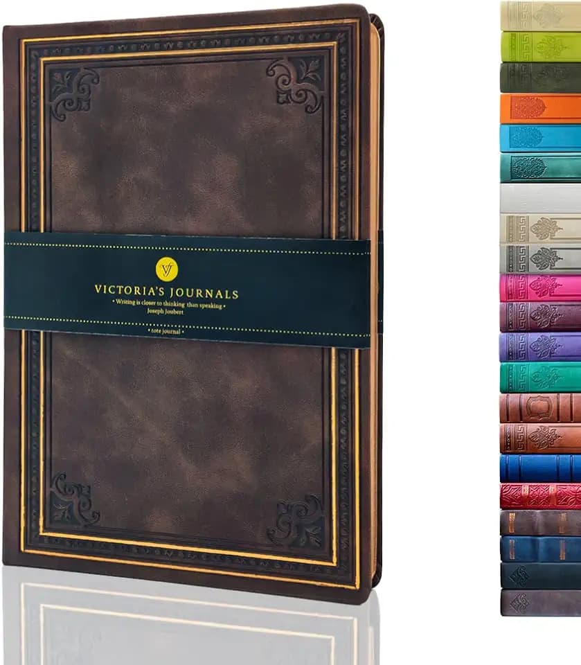 VICTORIA'S JOURNALS Vintage Journal Faux Leather Gilded Edge Hardcover