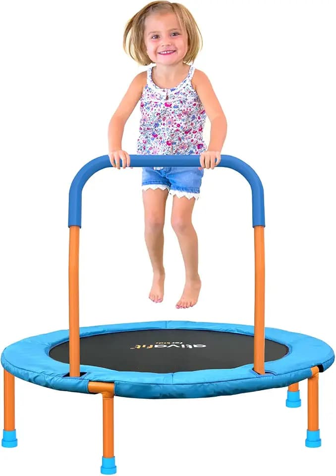 ATIVAFIT 36-Inch Toddler Trampoline with Foam Handle, Foldable Indoor Outdoor Mini Rebounder for Kids Ages 2–6