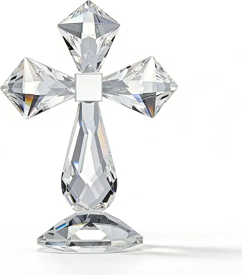 QFkris Clear Crystal Cross Standing Decor