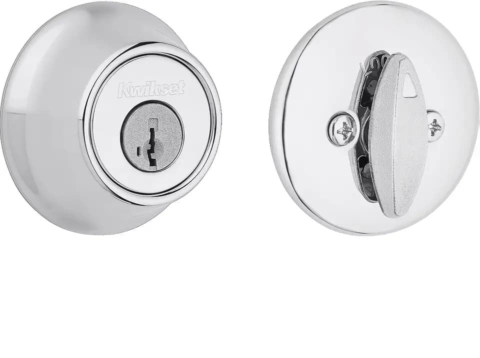 Kwikset 660 Series Front Door Lock Handle and Deadbolt Set, Entry Handleset Exterior with Interior Door Knob, Polished Chrome, Pick Resistant SmartKey Rekey Deadbolt Security