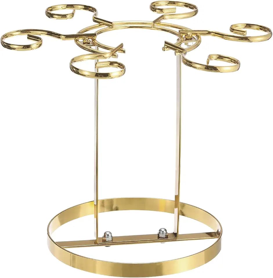 uxcell 265x230mm Countertop Wine Glass Holder w/6 Hooks Home Storage,Gold