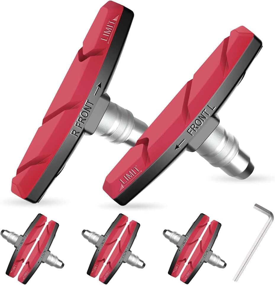 Alritz 6 PCS Bike Brake Pads 70mm V-Brake with Wrench & Shims for Road MTB