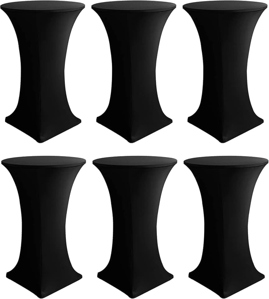 Spandex Black Cocktail Table Covers for 30-32 Inch High Top Pub 6 Pack