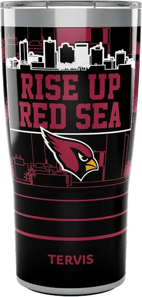 Tervis Traveler NFL Arizona Cardinals - Rise Up Red Sea Triple Walled Insulated Tumbler Travel Cup Keeps Drinks Cold & Hot, 20oz, Stainless Steel