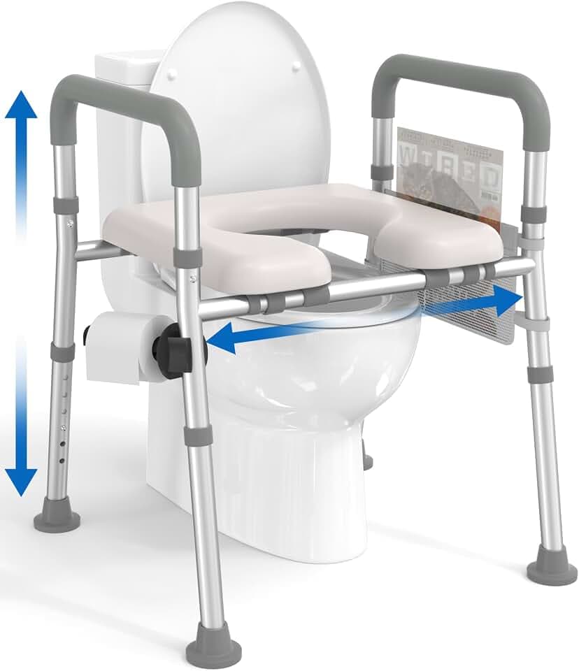 HOMLAND Toilet Seat Riser for Seniors with Adjustable Height & Width, 400lb