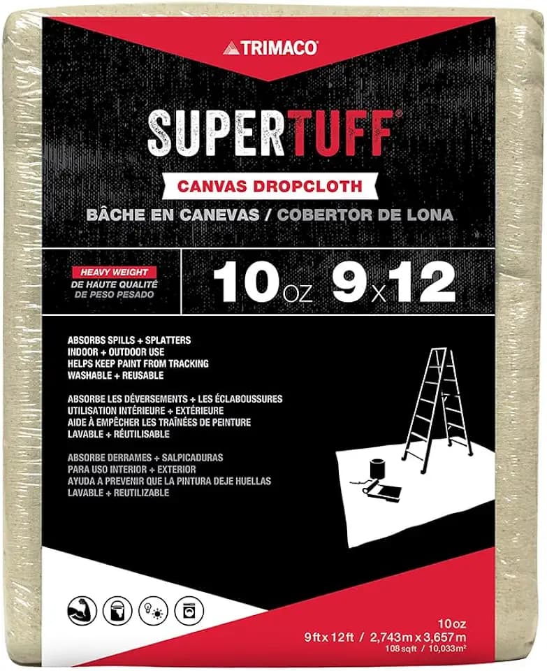 Trimaco 51121 SuperTuff Drop Cloth, 9-feet x 12-feet, Tan, 108 Sq Ft