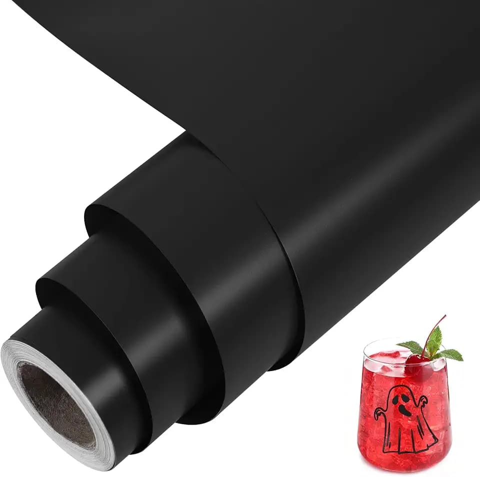 TORC Black Permanent Vinyl 12" x 14 FT Matte Black Adhesive Vinyl Roll Compatible with Cricut Cutting Machine, Silhouette, Cameo Cutters, Signs, Scrapbooking, Craft, Die Cutters