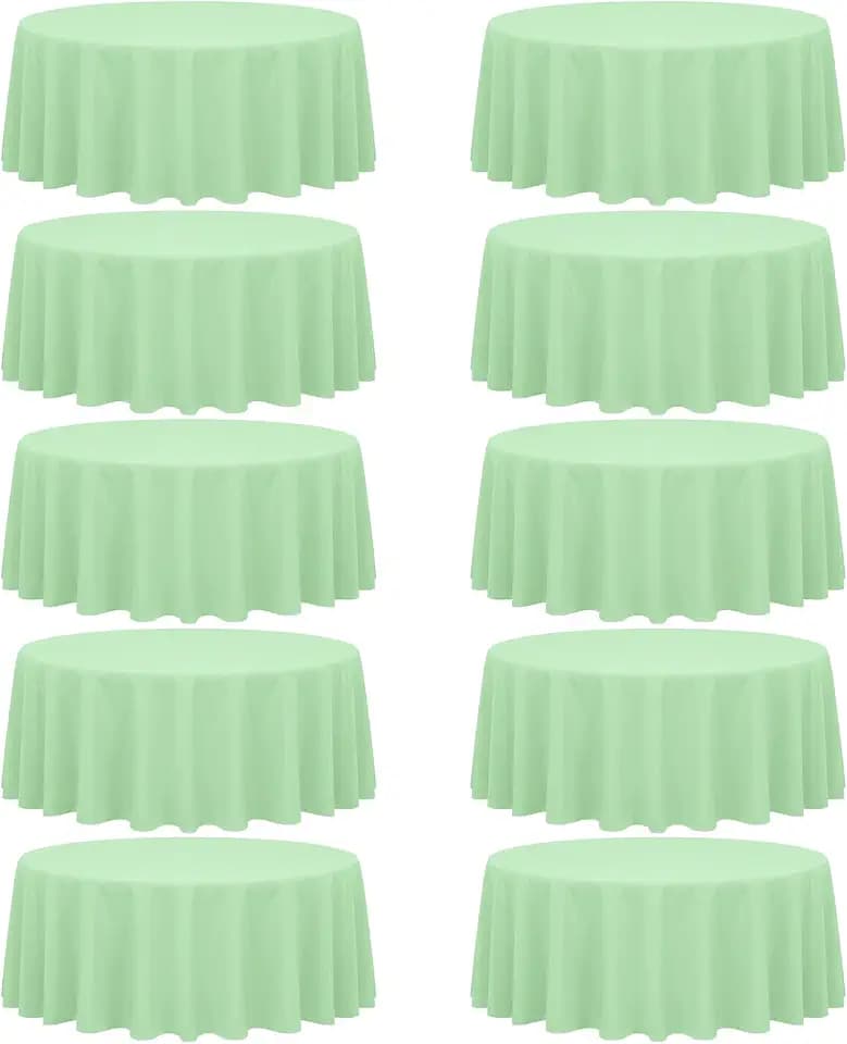 10 Pack Sage Green Round Tablecloths,70 Inch Polyester Table Cloth