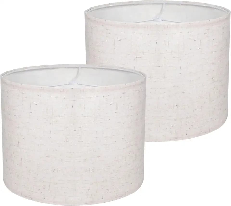 Lamp Shades Set of 2, 13"D x 10"H, Beige Drum Lamp Shade