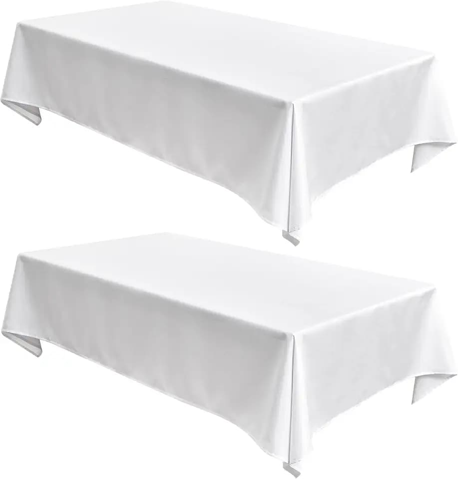 Fitable 2 Pack White Faux Linen Tablecloths Rectangle 60x84 Inch