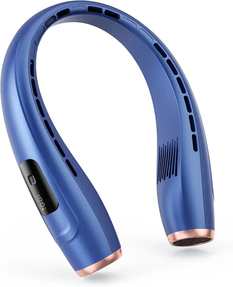 Peiyuu Neck Fan, Personal Fan with LED Indicator, USB-C Charging, Long-Lasting 4000mAh Battery, Hands Free Bladeless Fan with 3 Adjustable Speeds & Ultra-Quiet, Ideal for Home, Travel & Outdoor