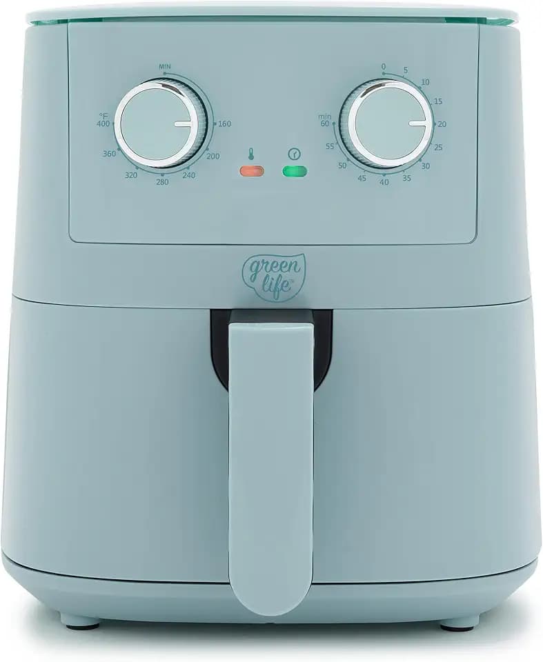 GreenLife 4.5QT Mechanical Air Fryer, Blue Haze