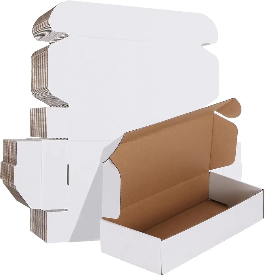 HORLIMER 12x4x2 inches Shipping Boxes Set of 25, White Corrugated Cardboard Box Literature Mailer