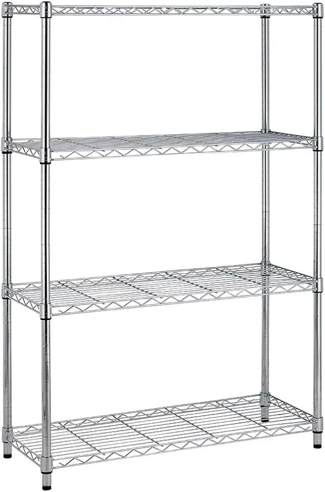 BestOffice 4-Storage Shelves Metal Garage Shelving Wire Shelf Organizer Shelving, 36" x 14" x 54", Unit 250 lbs Per Shelf, Chrome | Sturdy, Adjustable, Easy Assembly | Garage Pantry Kitchen Closet