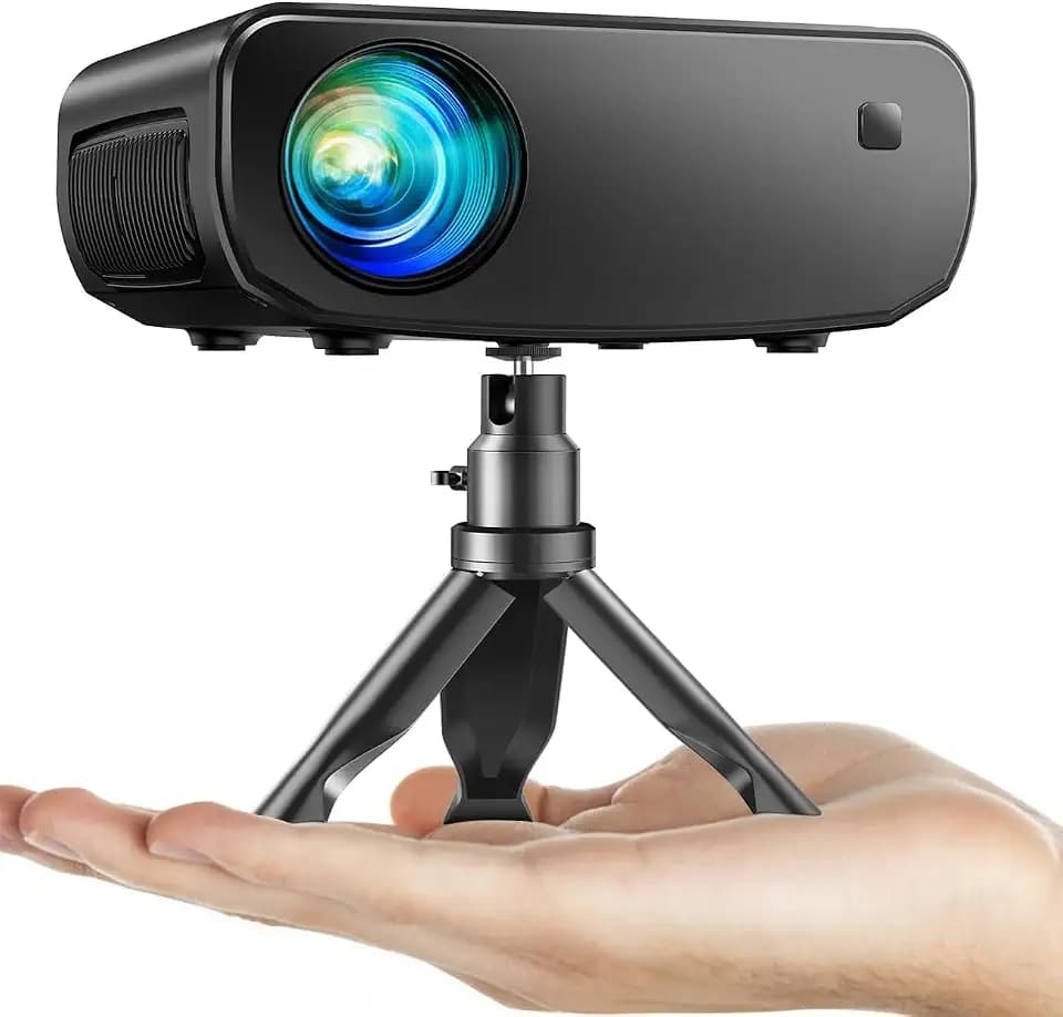 Beamer, ELEPHAS 2023 Upgraded WiFi Mini Beamer, 15000 Lux 1080P HD Portable Projektor, Kompatibel mit iPhone/Android/Tablet/HDMI/TV Stick/USB (Tasche und Stativ inklusive)