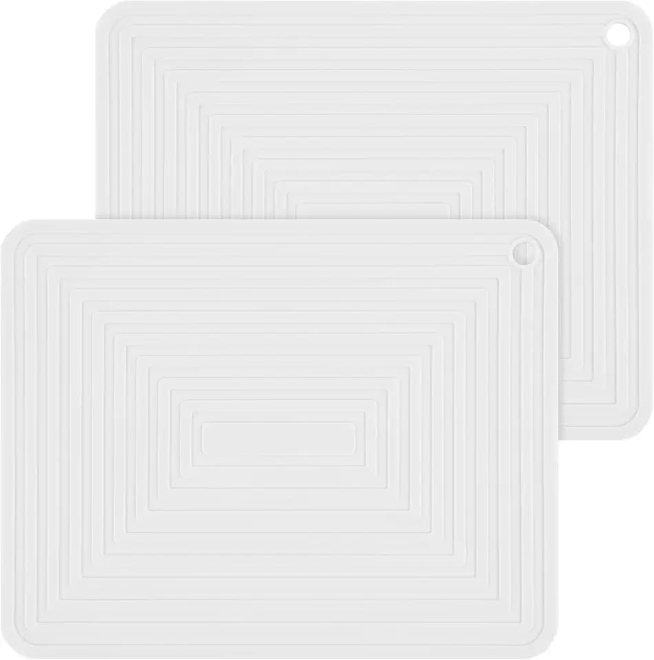 Trivets for Hot Dishes, Trivet Hot Pads for Kitchen, Silicone Trivets for Pots and Pans, Silicone Pot Holders, Trivet for Quartz Countertops, Heat Resistant Mats Set 2 White