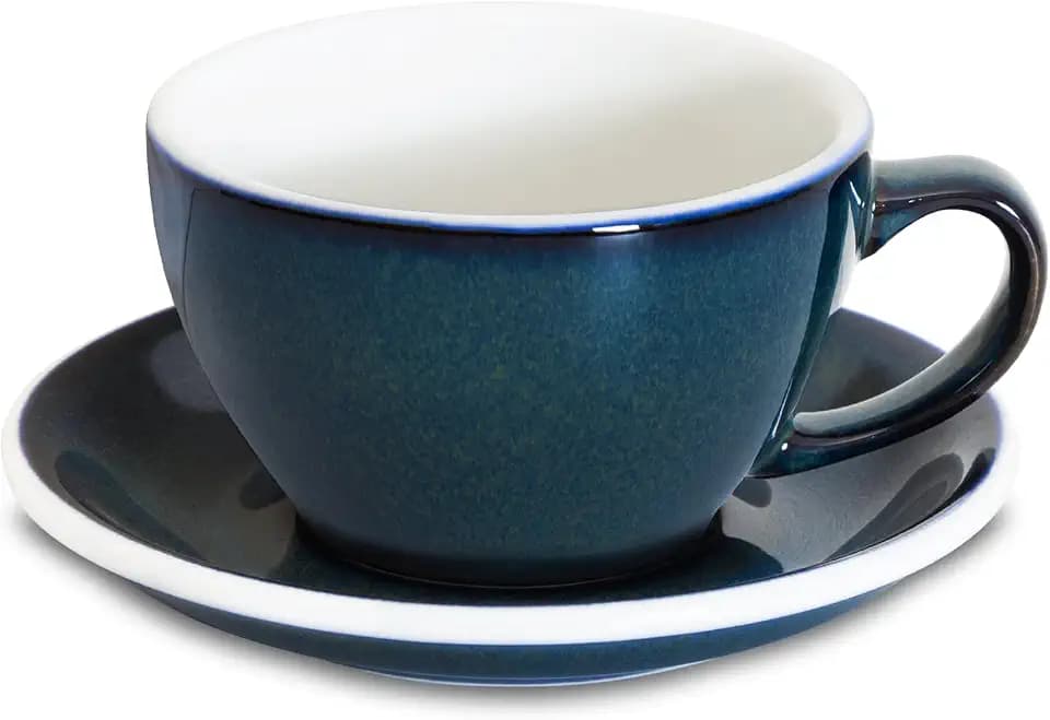 Loveramics Coffee Cup Ceramic, 10 oz Latte Art Cup with Saucer for Cappuccino, Tea, Espresso, Thick - walled stoneware Cappuccino mug Set for Cafe and Barista - Potters Colours (Night Sky, 10OZ)