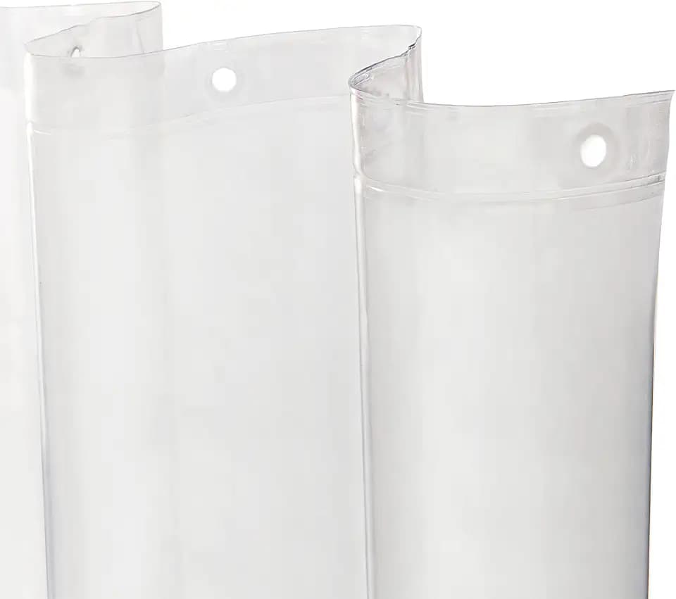 Kenney KN61433 Lightweight 3 Gauge Waterproof PEVA Shower Curtain Liner with Durable Eyelet Hang Holes and Weighted Magnetic Hem for Bathroom, 70" W x 72" H, Clear, 1-Pack