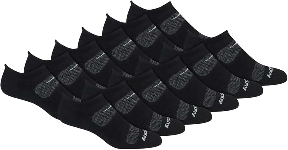Saucony Men's Rundry Mesh Ventilating Comfort Fit Performance Tab Socks Available in M-xl (6, 12 Pairs)