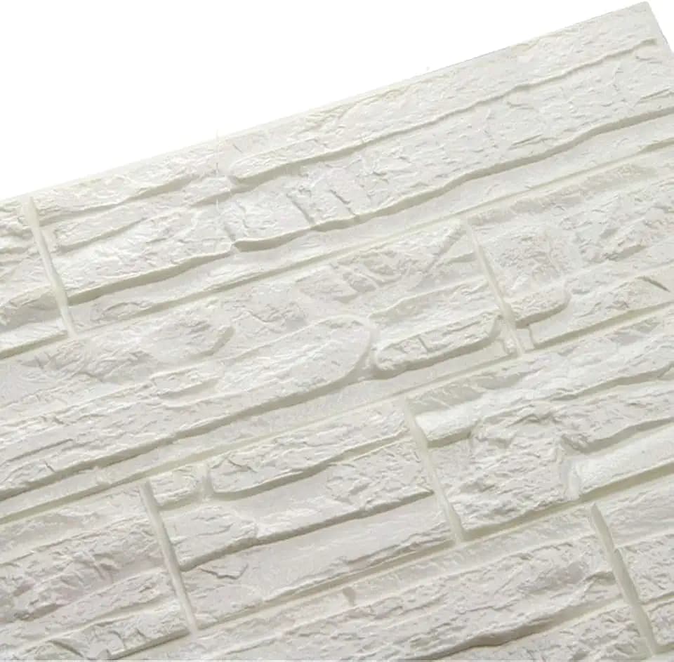 3D Brick Wall Panels Self-Adhesive Textured Wallpaper White 2Pcs