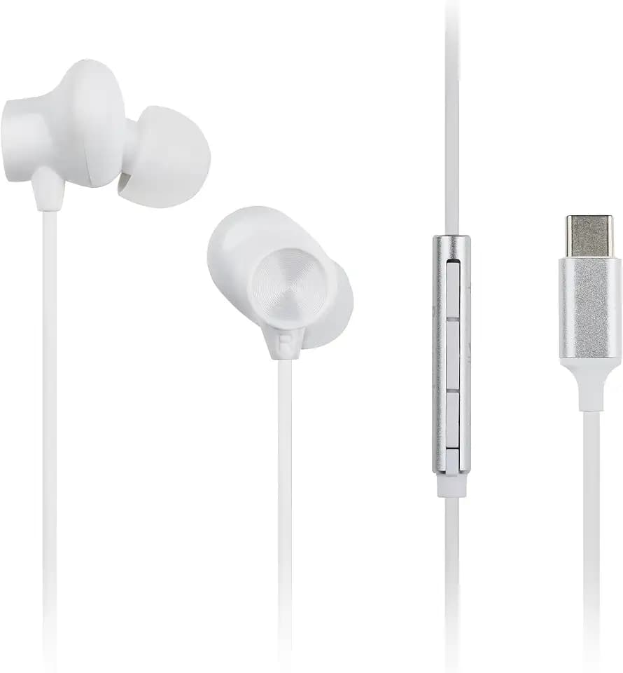 Panasonic RP-TCM225DEW, USB-C-Ohrhörer, In-Ear-Ohrhörer, kabelgebundene Kopfhörer mit integriertem Mikrofon & Bedienung, kraftvoller Bass, anpassbare Passform, 1,2 m Kabel, Weiß