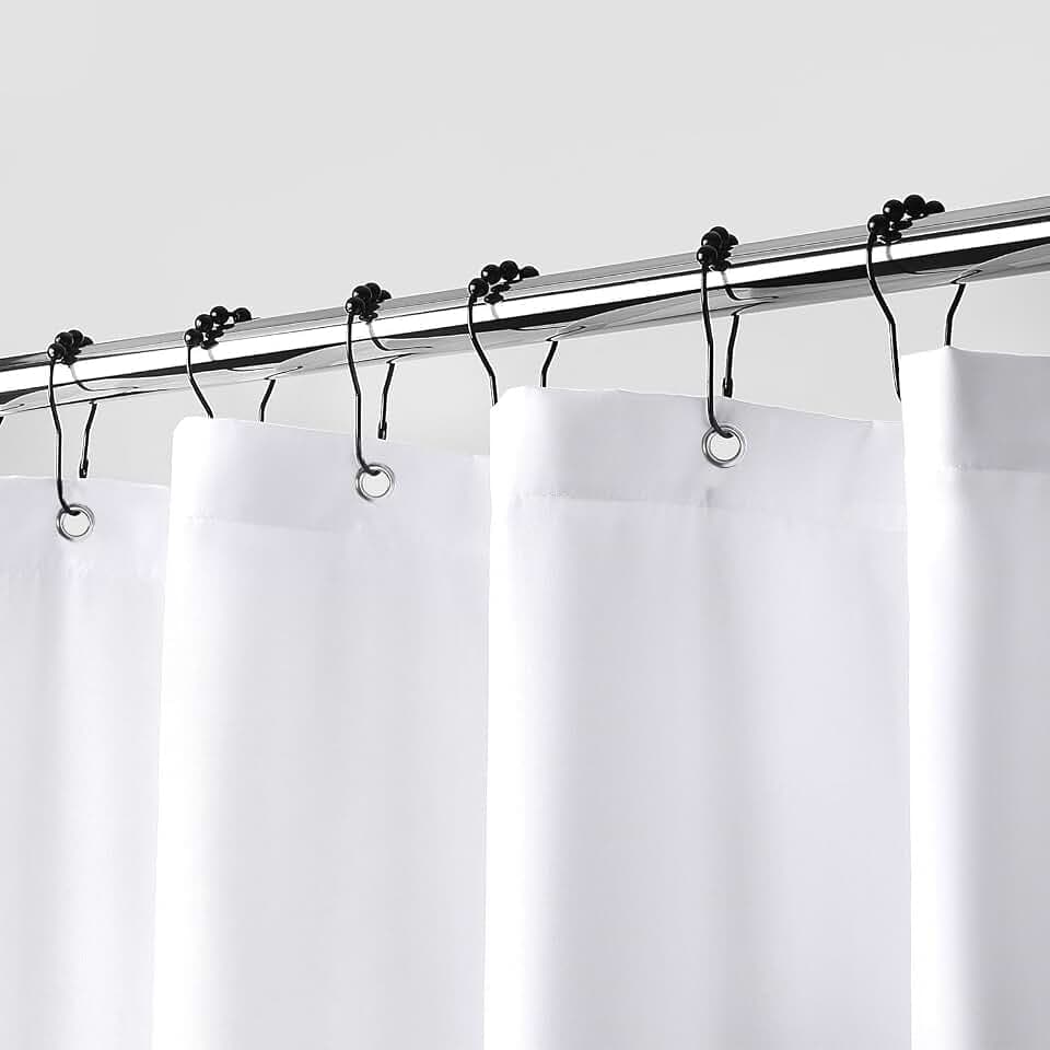 downluxe Waterproof Fabric Shower Curtain Liner, White, 70" W x 72" L