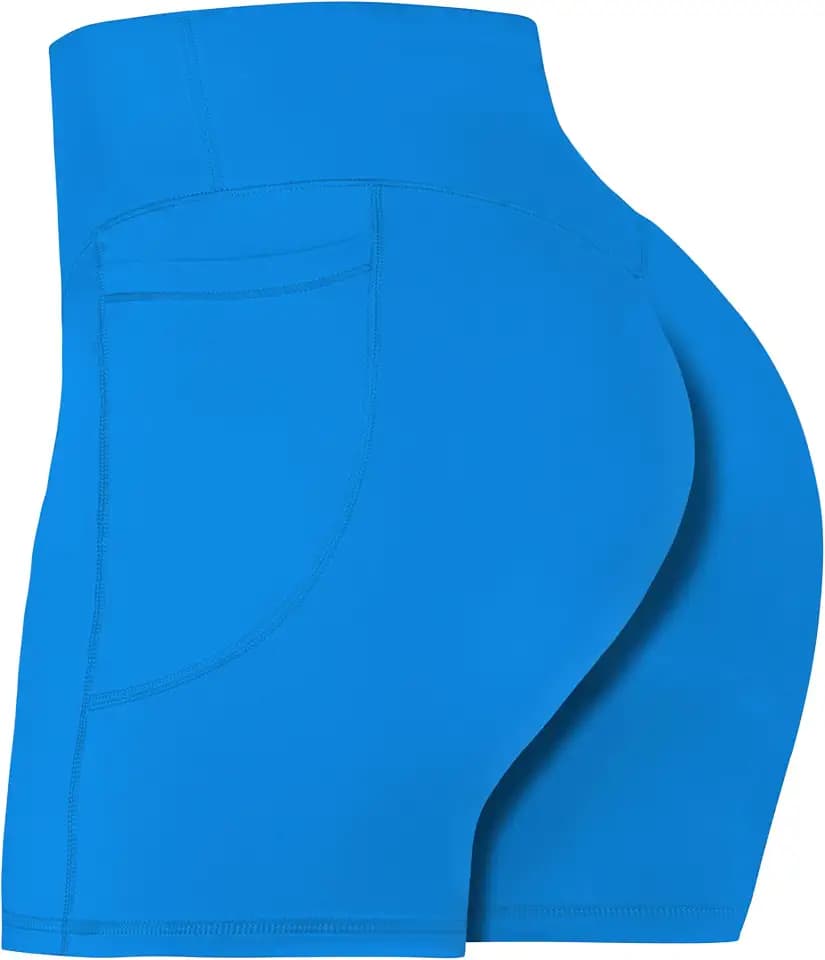 Sunzel Women's No Front Seam Biker Shorts with Pockets, High Waist Tummy Control Yoga Workout Gym Bike Shorts