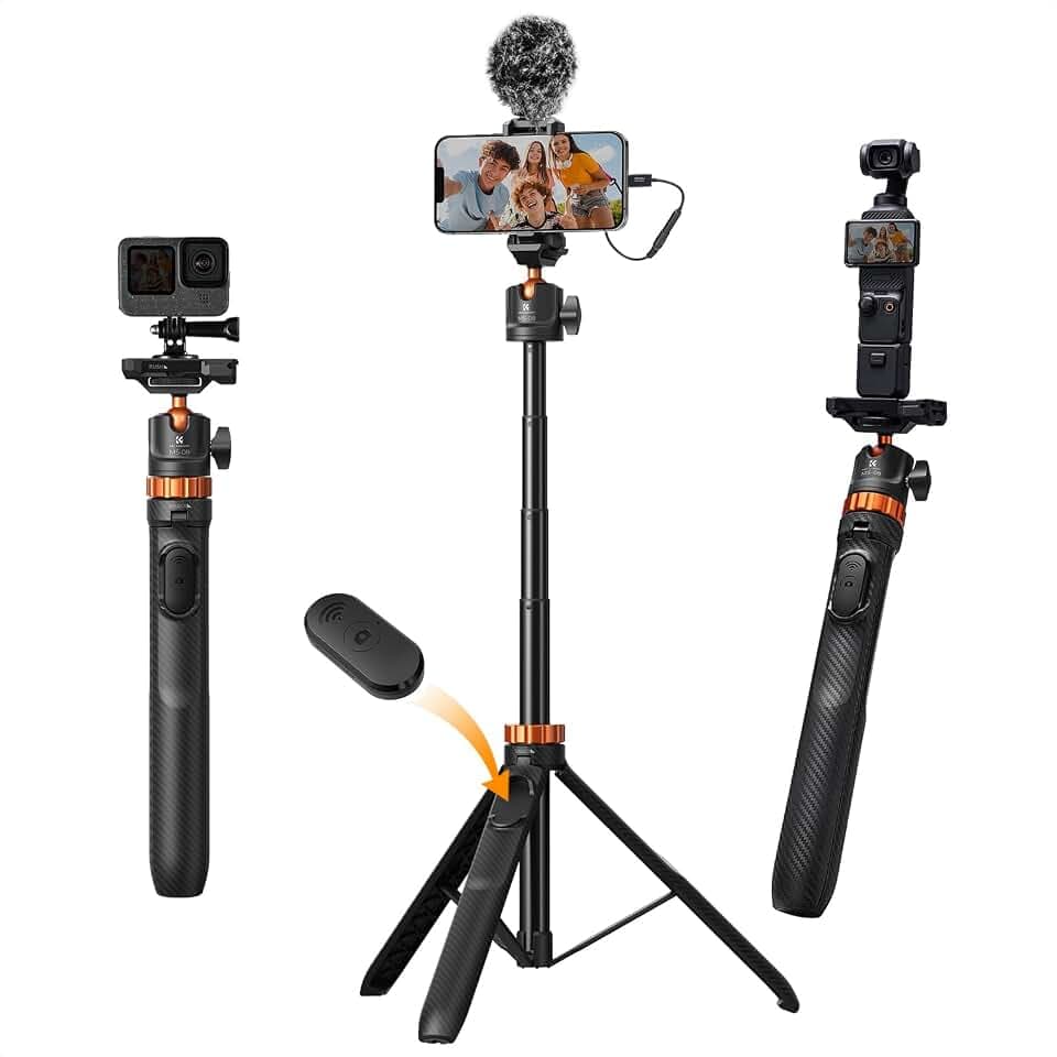 K&F CONCEPT Aluminium Selfie Stick,158CM Handy Stativ für Smartphone