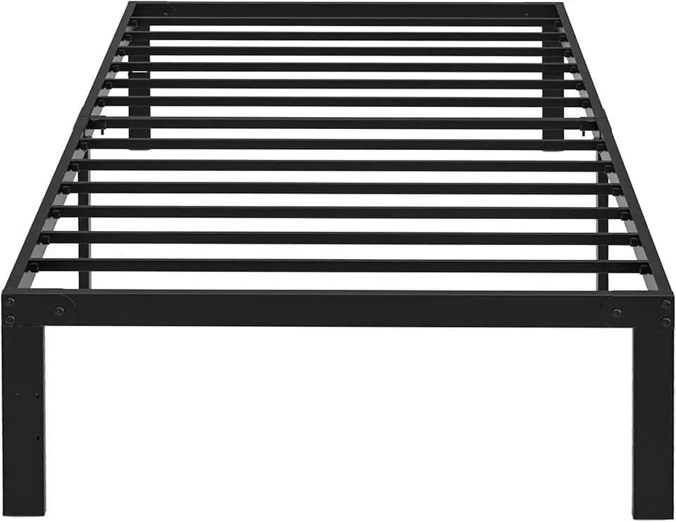 Simple Deluxe Twin Size Bed Frame, 14 Inch Platform Bed No Box Spring Needed, Sturdy Metal Bed Frame Twin Size, Storage Space Under The Bed Heavy Duty Frame Bed, Black