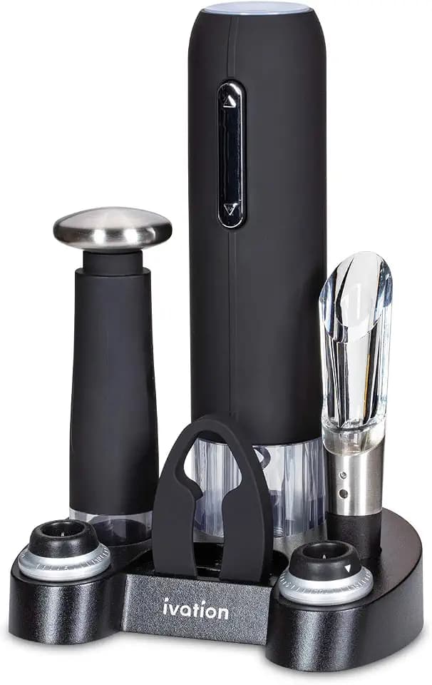 Ivation Wine Gift Set, 7-Piece Electric Opener, Aerator & Preserver Kit