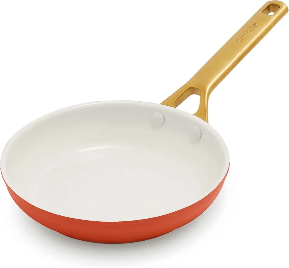 GreenPan Nonstick Reserve Pro 8" Frying Pan, NSF Certified Ceramic, Hard Anodized PFAS-Free Skillet, Stainless Steel Handles, Oven & Dishwasher Safe, Harvest Orange