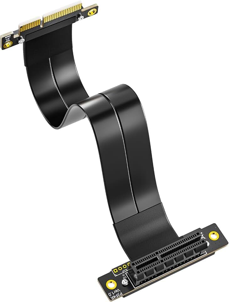 10Gtek PCIe 3.0 Riser Extension Cable, X4 to X4, M to F, Straight to 90°, Cable Length 15cm, P322MF1515
