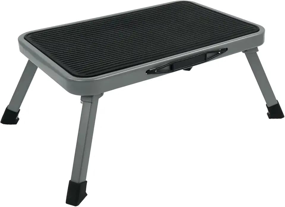 Cartrend 10167 Einstufiger Klapptritt für Wohnmobil Trittstufen Fußhocker Camping Bus Wohnwagen bis 150 kg 47 x 26 cm Höhe: 17 cm, Schwarz