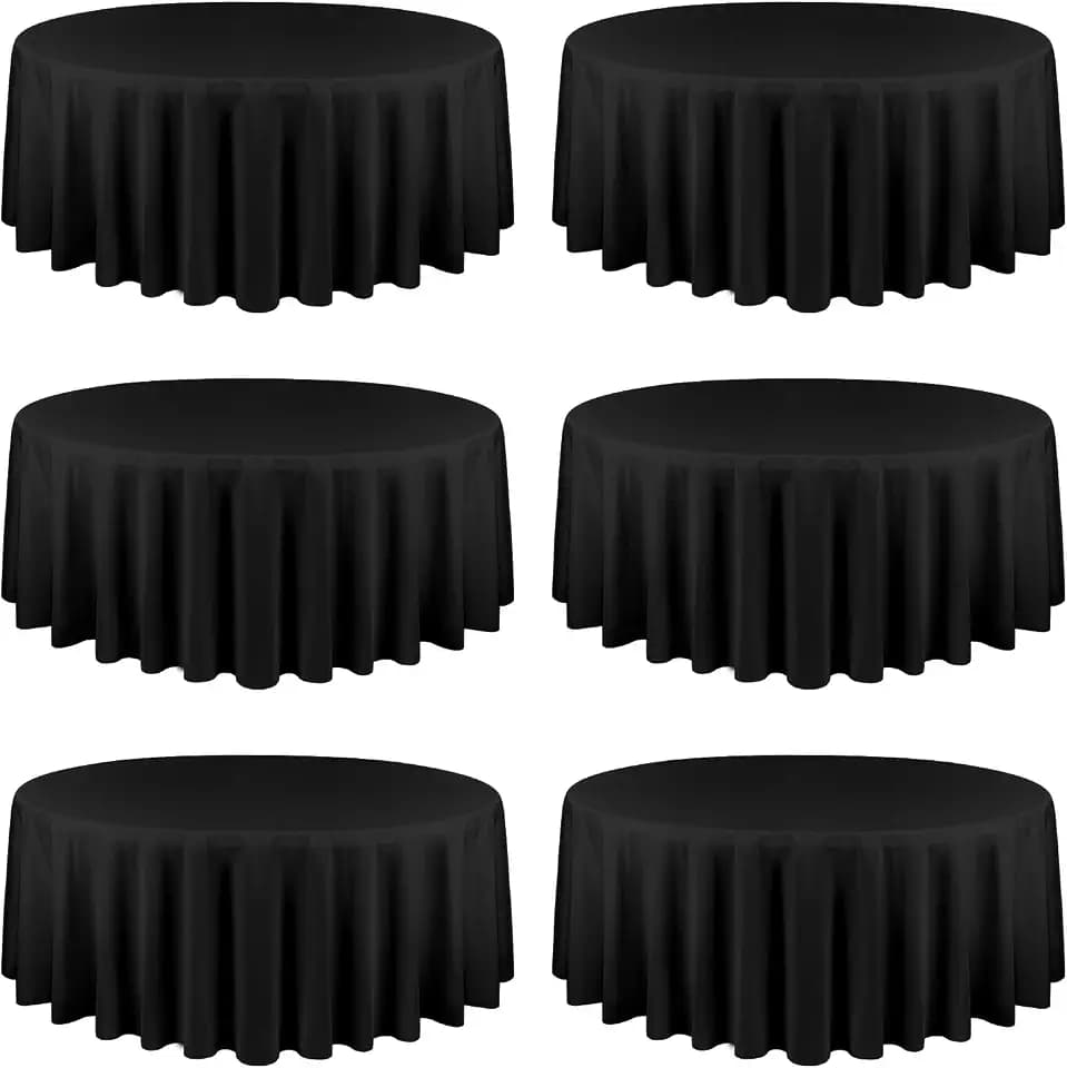 YMHPRIDE 6 Pack Round Black Tablecloth, 90 Inch Round Tablecloth