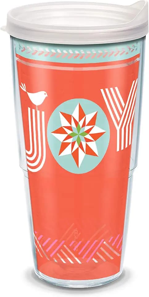 Tervis Christmas Joy Holiday Season Made in USA Double Walled Insulated Tumbler Travel Cup Keeps Drinks Cold & Hot, 24oz, Classic