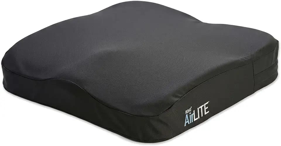 Roho AirLITE Wheelchair Cushion 16” x 16”, Lightweight Foam Air Seat Pad, Contoured Support for Stable Seating, Non-Adjustable Design, Everyday Comfort Cushion