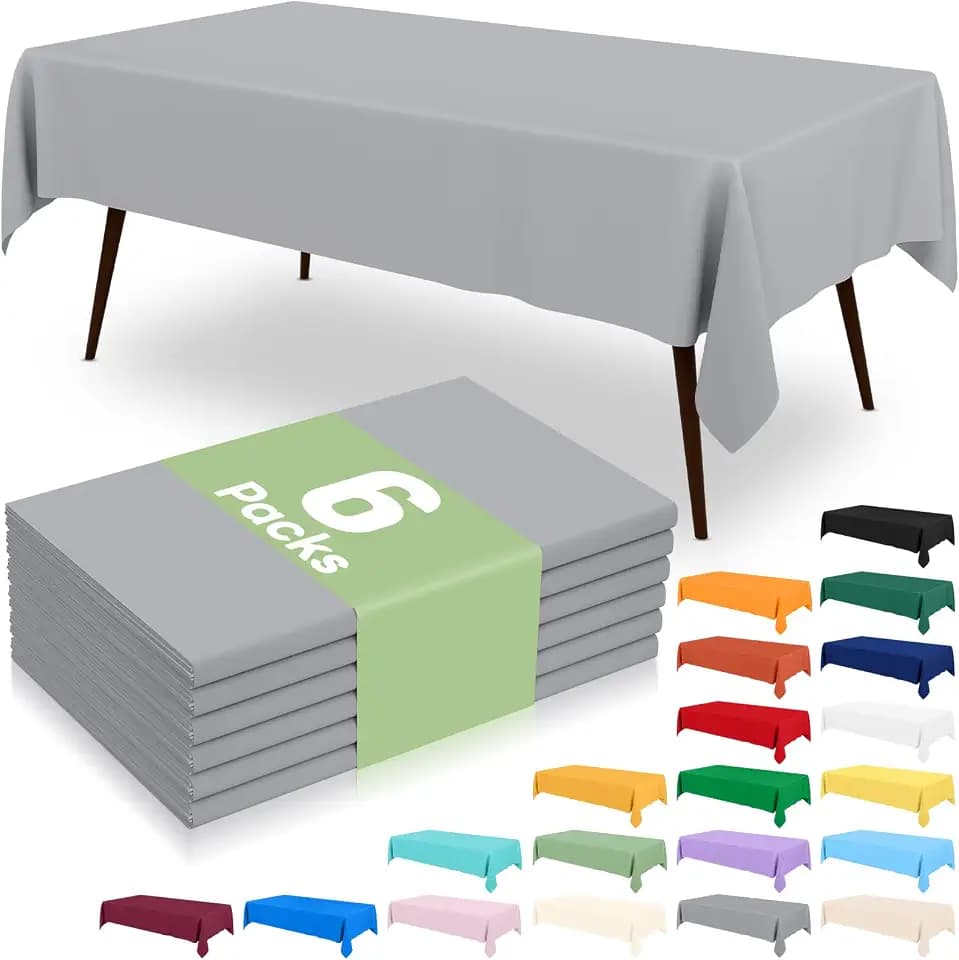 misaya 6 Packs Plastic Table Cloth Grey Disposable Tablecloth