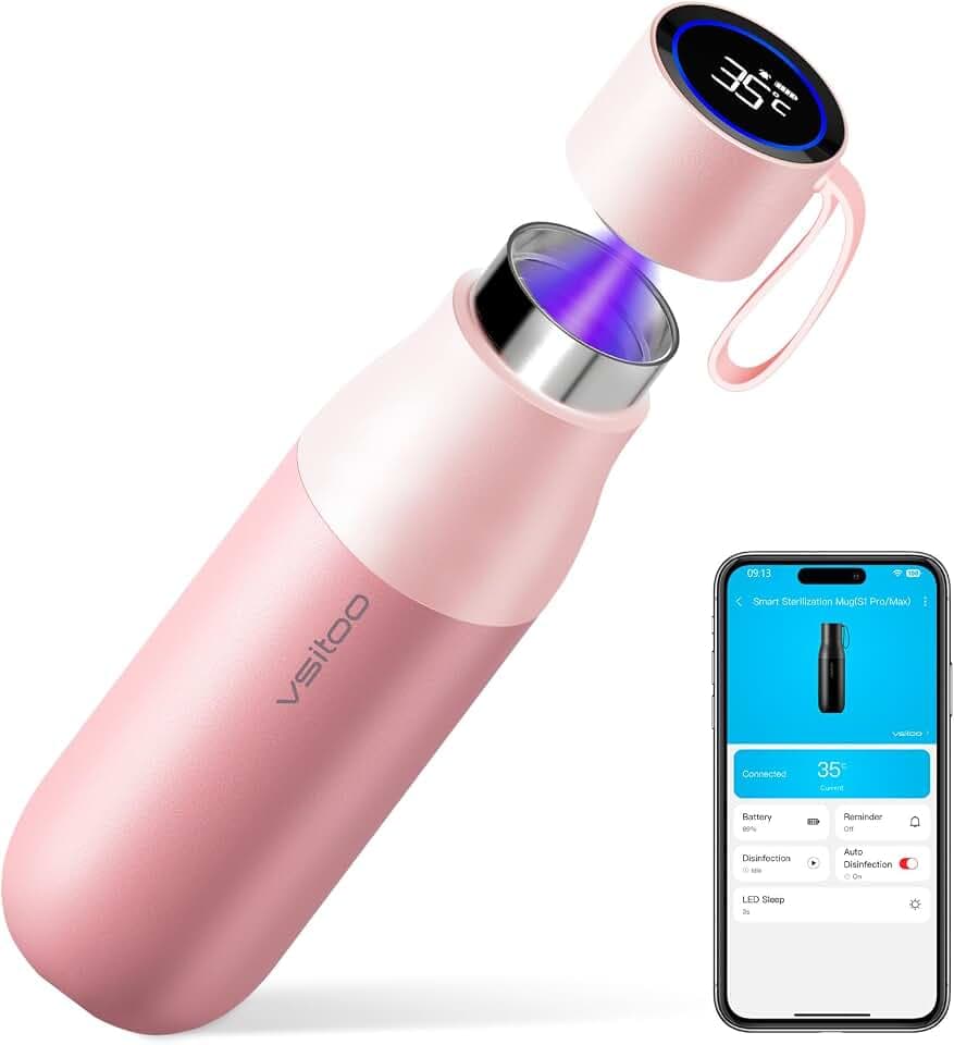 VSITOO S1 Pro 15oz Insulated Stainless Steel Self-Cleaning Water Bottle