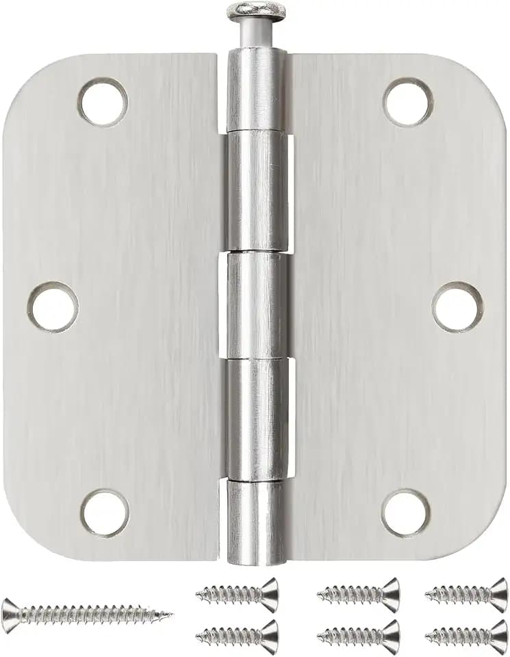 24 Pack Rounded Door Hinges Brushed Nickel 3.5 Inch with 5/8" Radius