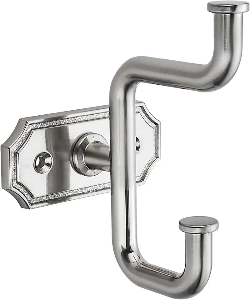 SAILING 2 Pack Nickel Brushed Coat Hooks - Towel & Robe Hooks for Bathroom, Bedroom & Kitchen