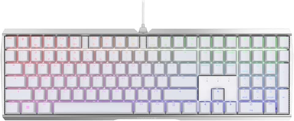 CHERRY MX Board 3.0 S, Mechanische Gaming-Tastatur mit Kabel, EU-Layout (QWERTY), Robustes Aluminium-Gehäuse, RGB-Beleuchtung, MX Brown Switches, Weiß