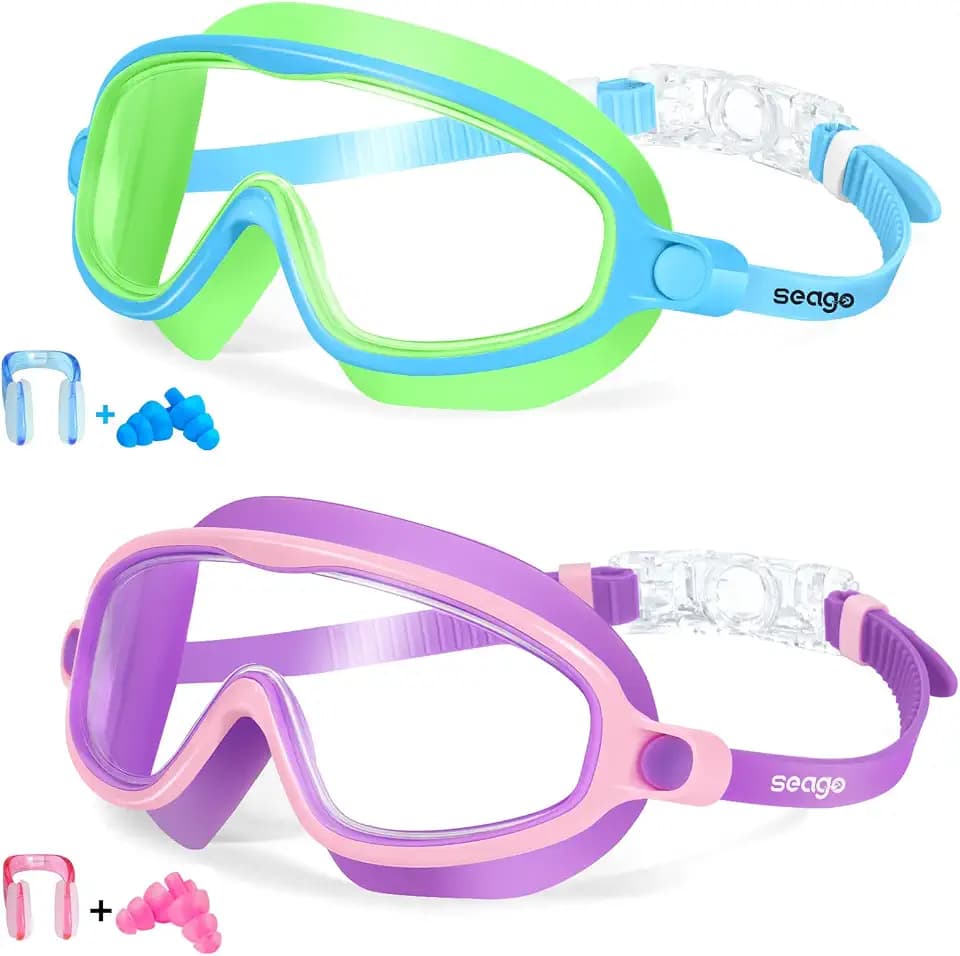 Seago Swim Goggles for Kids 3-14 Anti-Fog & UV Wide Clear View Boys Girls