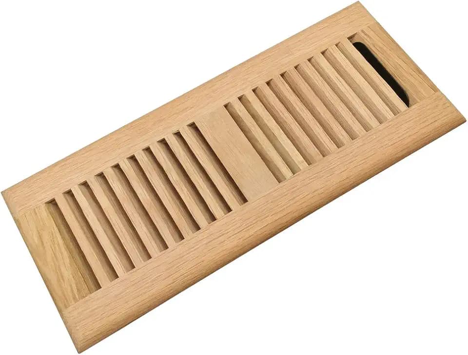 Razo White Oak Floor Register, Drop in, 4x14 Inch, with Damper, Unfinished