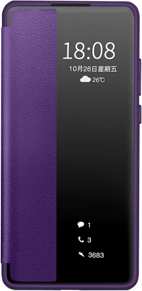 QLTYPRI Hülle für Huawei P40 Pro, Smart View Hülle PC Bumper mit intelligenter Wake-up-/Sleep-Funktion, stoßfest, kratzfest, kompatibel mit Huawei P40 Pro - Lila