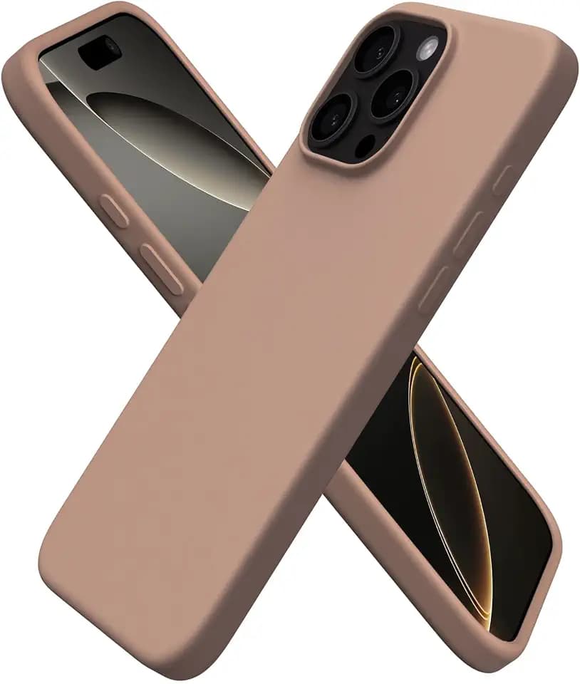 ORNARTO for iPhone 16 Pro Max Case, Liquid Silicone, Light Brown