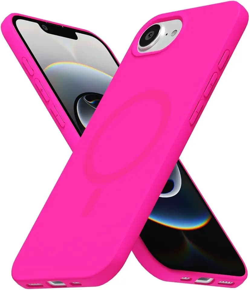 LoeoeL for iPhone 17e 16e Case Silicone Mag Safe, Compatible with Magsafe Ultra Slim Thin Magnetic Phone Case for Women Girls, Soft Rubber Gel Matte TPU Solid Color Minimalist Cover, Hot Pink