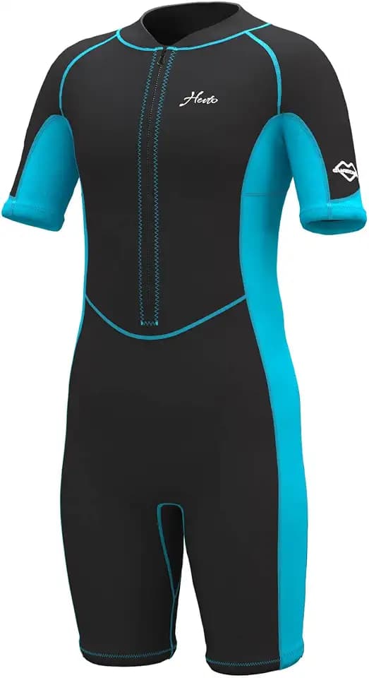 Hevto Kids Shorty Wetsuit 2mm Neoprene Front Zip for Boys Girls