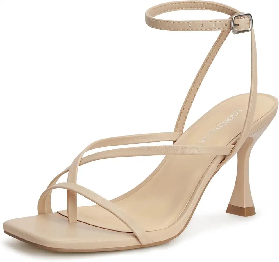 Women's Strappy High Heels Sandals Square Open Toe Ankle Strap