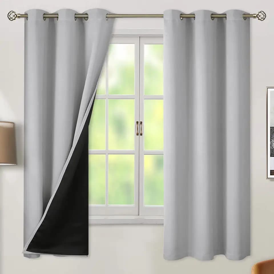 BGment Light Grey Blackout Curtains for Bedroom 63 Inches Long 2 Panels