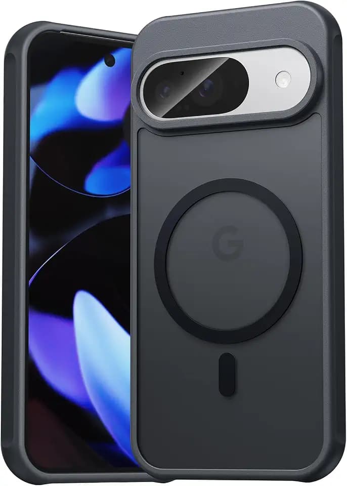 für Google Pixel 9/9 PRO Hülle für Magsafe, Magnetisch Handyhülle für Pixel 9 Case, Kameraschutz Stoßfeste Kratzfeste Durchscheinende Schutzhülle für Google 9 PRO Hülle, Schwarz